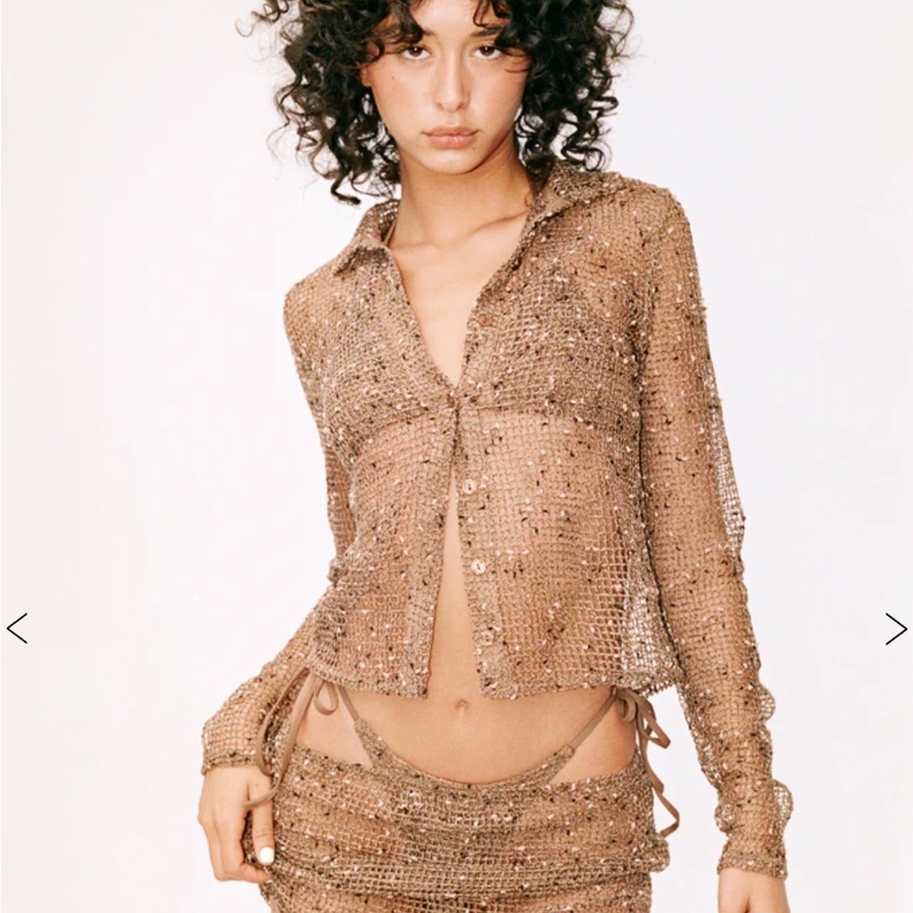 With Jéan Eva Top Brown Knit Size L